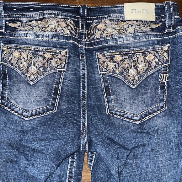 Miss Me Blue Boot Cut Jeans with Contrasting Stitching - Picture 2 of 4
